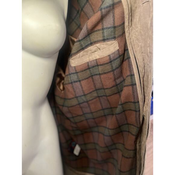 The Territory Ahead Mens M Trench Coat Solid Olive Button-Front Flannel Lined - Picture 8 of 11